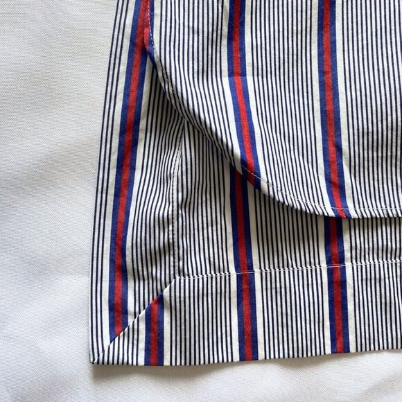 LE SARTE PETTEGOLE 100% COTTON WHITE BLUE RED STRIPED WRAP SHIRT DRESS - XS (40) - Picture 11 of 12